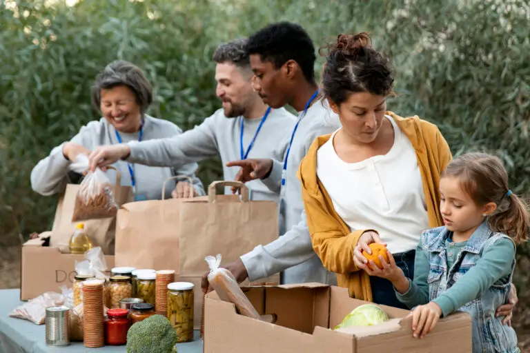 People Volunteering at Food Drive